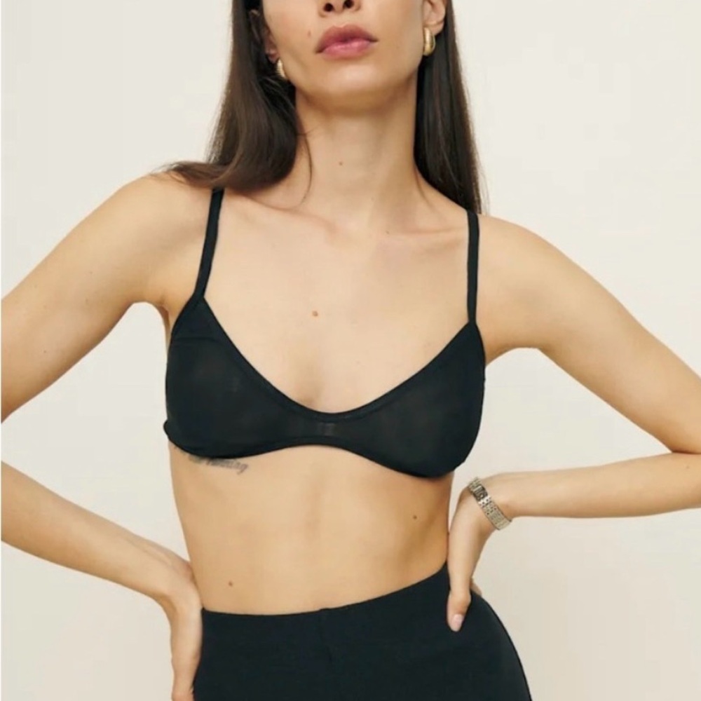 Reformation Brosious Sheer Black Bralette